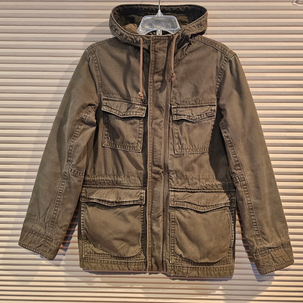 American Eagle Outfitters Mens XS Green Field Jacket Hooded Utility Coat 32G415